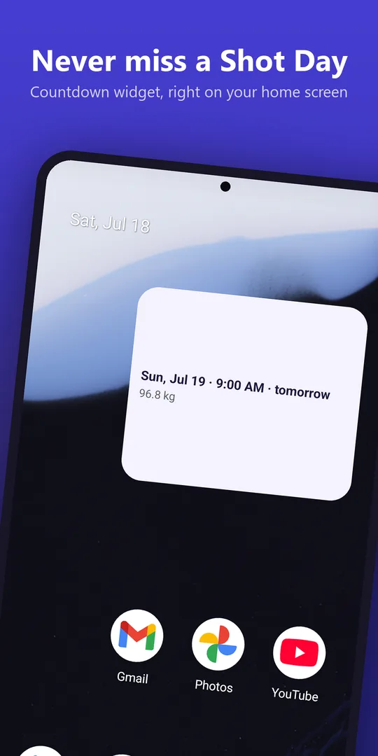 Never miss a Shot Day — countdown widget on the home screen